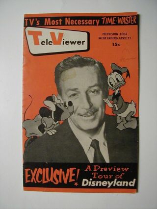 Oklahoma City Apr15 1955 Televiewer Tv Guide Walt Disney Preview Tour Disneyland