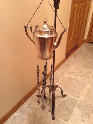 Antique Silverplate Teapot Wind Chime With Antique Flatware And Beads Fancy