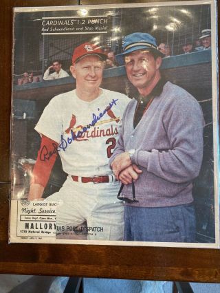 1967 St.  Louis Post Dispatch Cardinals Red Schoendienst Autographed Signed