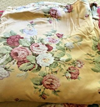Ralph Lauren Yellow Kathleen Floral King Sized Duvet Vintage Roses Euc