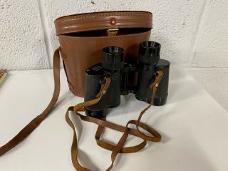 Vintage Omega Binoculars 8x30 Coated Lense W/ Leather Case Field 7.  5 No.  47427