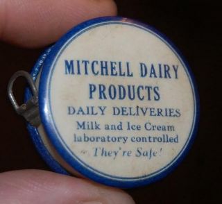 Vintage Antique Advertising Tape Measure Celluloid Mitchell Dairy Ct.  Ice Cream