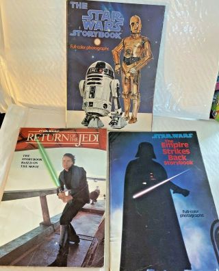 3 Vintage Star Wars Movie Story Book Empire Strikes Back,  Return Of The Jedi,