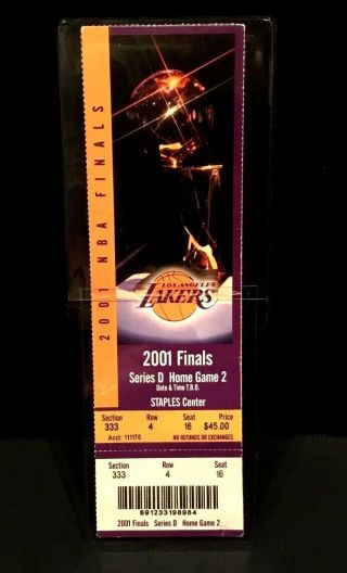 2001 Nba Finals Game 2 La Lakers - Philadelphia Sixers Kobe Bryant 1 Ticket Stub
