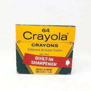 Crayola Box Of 64 Crayons Built In Sharpener Indian Red Vintage