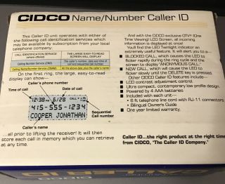 VTG CIDCO Name/Number Caller ID Model JA - 25/64 - 18 Pre - owned Display 2
