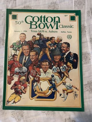 1986 Cotton Bowl Program Texas A&m Vs Auburn Football