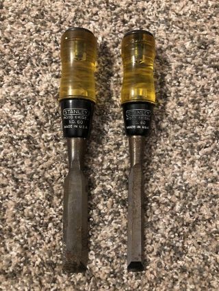 Vintage Stanley No.  60 Wood Chisels 3/4 " And 1/2 " -