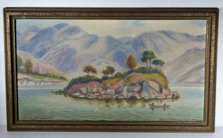 17 " Antique 1930s Jean Boughner Oil Painting Loch Katrine Ellen 