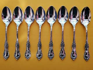 International Wild Rose Sterling Silver 4 - 1/8 " Demitasse Spoons Set Of 8