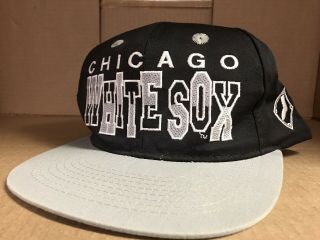 Vintage Chicago White Sox Snapback Hat Spell - Out Retro 90’s Baseball Cap Black