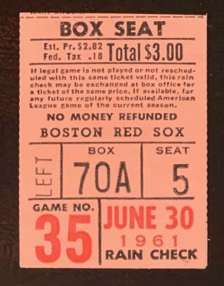 1961 Wilbur Wood Mlb Debut Ticket Stub First Game White Sox Knuckleballer