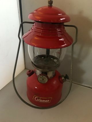 Vintage 1960 Coleman Red 200a Lantern 4/60 Single Mantle Made In Usa Pyrex Lense