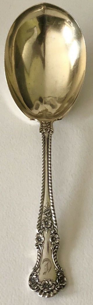 1899 Gorham Sterling Silver Cambridge Large Serving Spoon Gold Wash Bowl C Mono