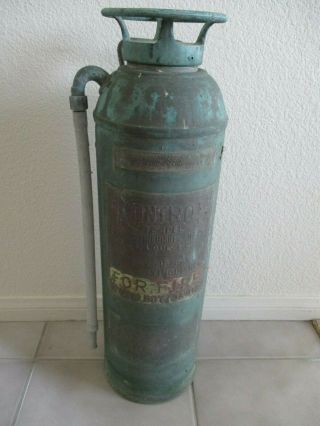Vintage Antique Kontrol Stempel Fire Extinguisher With White Hose Empty Patina