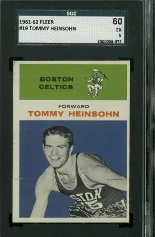 1961 - 62 Fleer 19 Tommy Heinsohn Sgc 60 Ex 5 Set Break