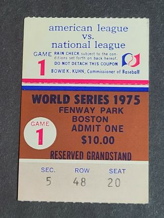 1975 World Series Ticket Stub Game 1 Boston Red Sox Cincinnati Reds Classic 4380