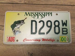 Mississippi License Plate Conserving Wildlife Fish 2000