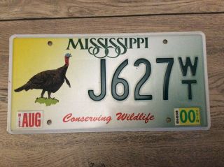 Mississippi License Plate Conserving Wildlife Turkey 2000