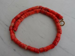Antique Natural Red Coral Organic Mediterranean Sea Beads Necklace 89 Grams