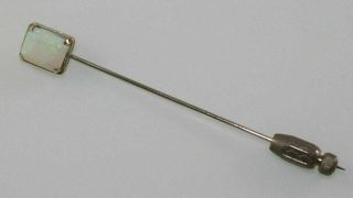 Antique 14k White Gold Gold Fire Opal Stick Pin