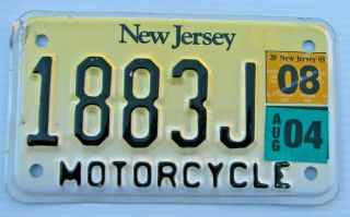 Jersey 2003 Motorcycle Cycle License Plate " 1883 J " Nj 03 Goldfinch Reflec