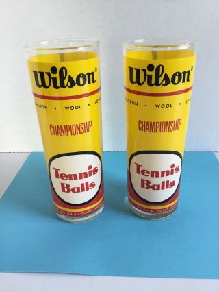 Vintage Wilson Championship Tennis Balls Drinking Glasses Set Of 2 Tumblers Euc
