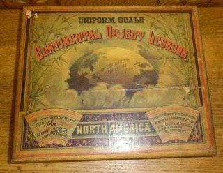 Antique Milton Bradley Continental Object Lesson Puzzle Map North America