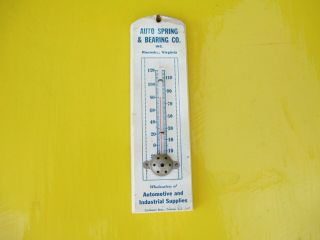 Vintage Wood Advertising Thermometer - Auto Spring & Bearing Co.  Roanoke,  Va