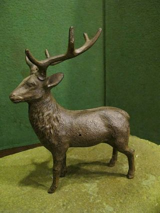 Vintage Art Deco Cast Iron/metal/ Bronze Elk Caribou Hunting Figurine