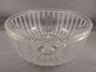 Antique Hawkes Abp Cut & Etched Glass Millicent Bowl W Fruit Flower Baskets Urns