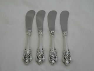 Set Of 4 Wallace Sterling Silver Grande Baroque Paddle Blade Butter Spreaders