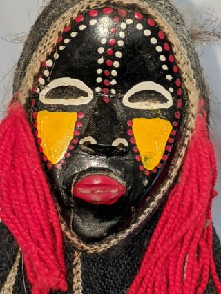 Vintage African Tribal Zaouli Folk Art Doll Wooden Face (guoro)