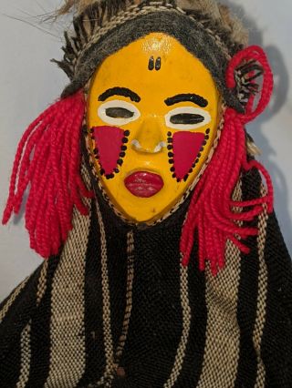 Vintage African Tribal Zaouli Folk Art Doll Wooden Face.  (guoro)