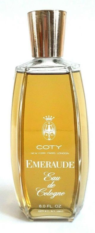 Vintage Coty Emeraude Eau De Cologne 8oz Splash Glass Bottle 98 Full
