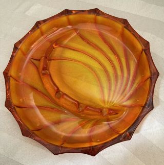 Retro Mid Century Modern Vintage Viking Orange Art Glass Ashtray Mcm