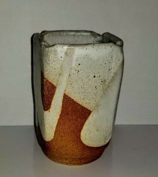Magnificent Mid Century Modern Signed Japanese Ikebana Pottery Stoneware Vase