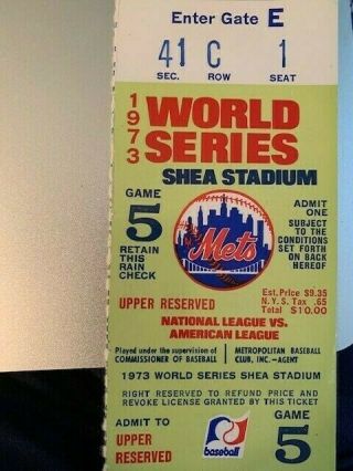 1973 World Series Game 5 Ticket Stub York Mets Oakland Athletics Tom Seaver