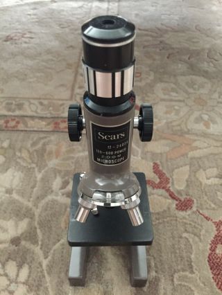 Vintage Sears Zoom Microscope Model 49 - 24034 Illuminated 100 To 600 Power No Box