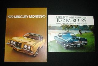 (2) 1972 Mercury Montego & 1972 Mercury Cars Brochures Monterey;marquis;cougar;et