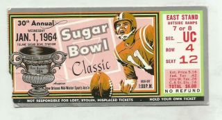 Sugar Bowl Classic - Jan 1,  1964 - Alabama Crimson Tide Vs Ole 