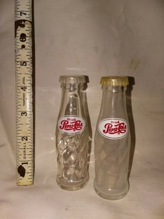 Vintage Pepsi Cola Salt & Pepper Shakers Acl Glass Mini Bottles