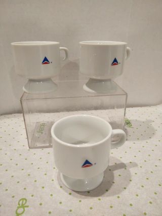 Three Delta Airlines Pedestal Coffee Cups By Abco Tableware,