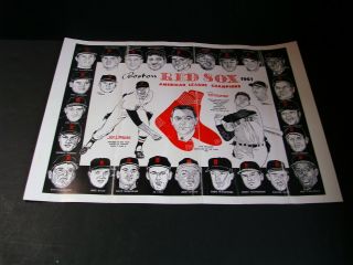 Vintage Mlb Baseball 1967 Boston Red Sox American League Champions Poster