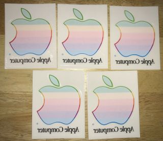 Vintage 1980’s Apple Computer Rainbow Logo Window Cling Decals Set Of 5