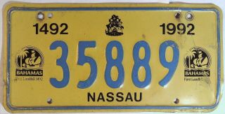 Nassau Bahamas License Plate Tag 1992 35889 Vintage Island J