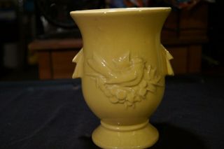 Vintage Yellow Mccoy Vase/urn Bird & Berries