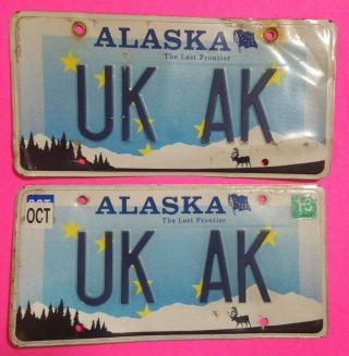 Vintage Alaska Vanity License Plates Uk Ak Low Bin England Alaska