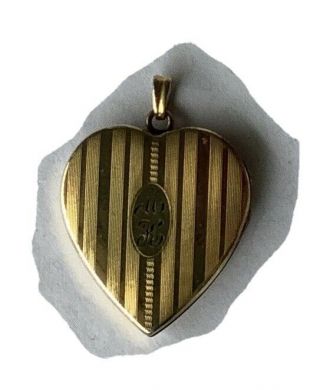 Vintage Gold Filled Hayward Heart Locket Pendant Initials M K