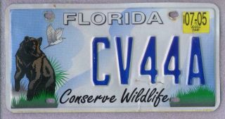 Florida Conserve Wildlife Bear Graphic License Plate 2005